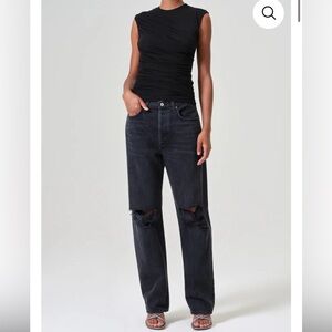 AGOLDE Kelly Jean in Fuse Black Distressed Straight Leg Size 31 NWT